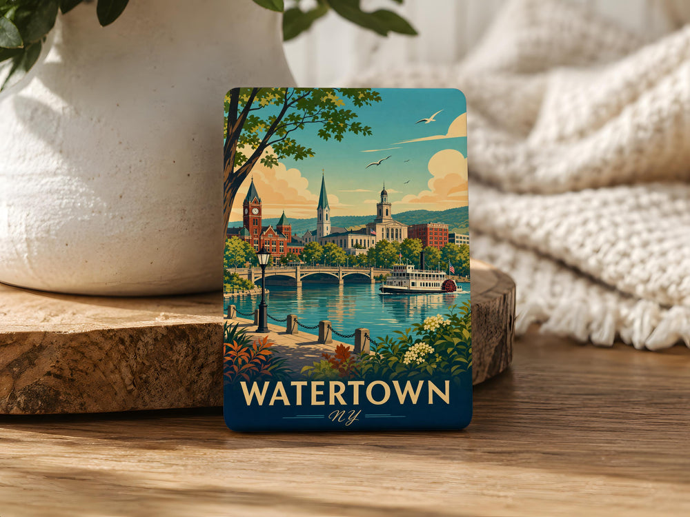Watertown NY Fridge Magnet, Watertown New York Souvenir Magnet, Upstate NY Travel Keepsake, City Landmark Magnet