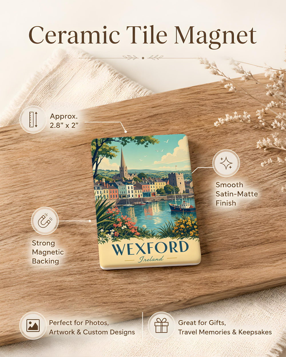 Wexford Ireland Fridge Magnet, Wexford Town Souvenir Magnet, Ireland Travel Keepsake, County Wexford Gift