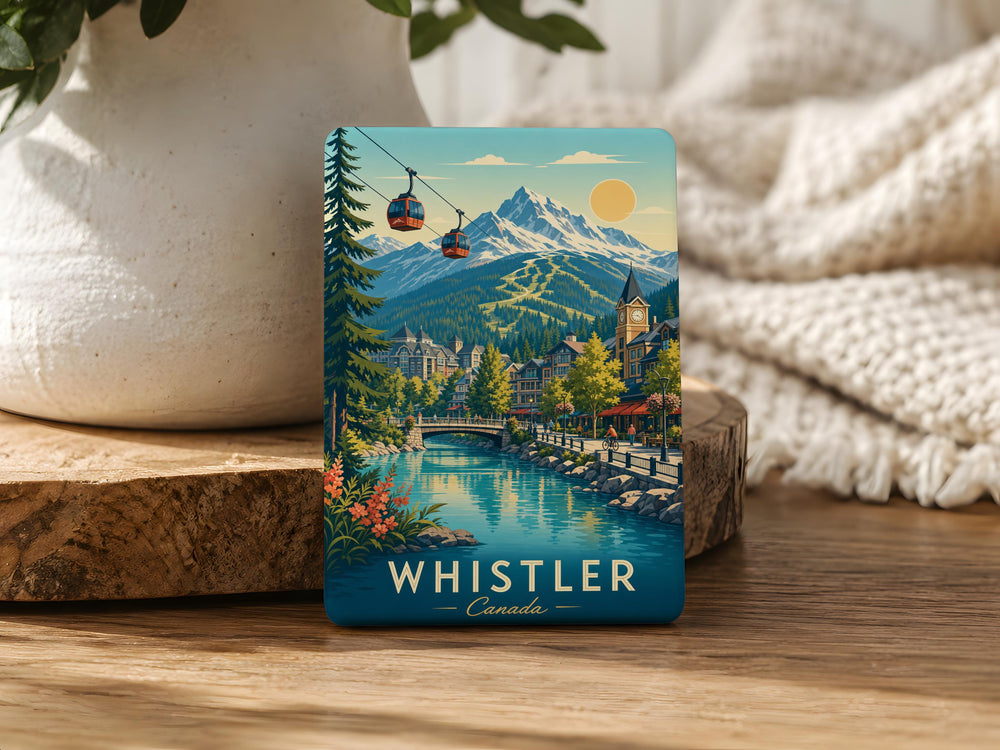 Whistler Canada Fridge Magnet, Whistler BC Souvenir Magnet, Mountain Town Travel Keepsake, Canada Vacation Gift, Whistler Landmark Magnet