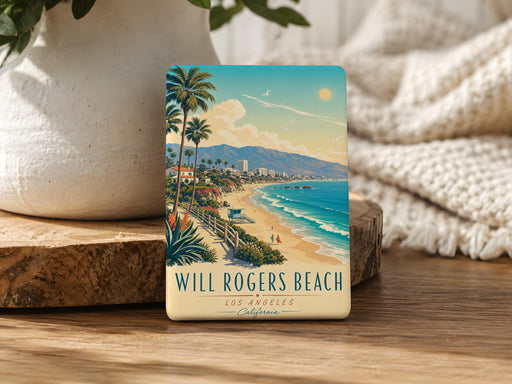 Will Rogers Beach Fridge Magnet, California Beach Souvenir, Santa Monica Bay Coastal Landmark Magnet, Oceanfront Travel Gift