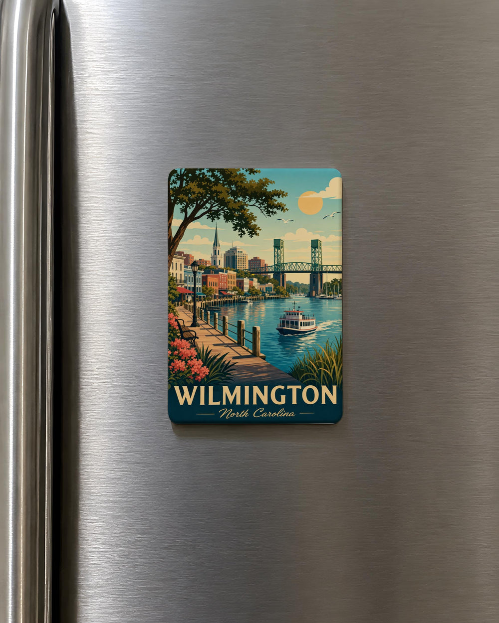 Wilmington North Carolina Fridge Magnet, Wilmington NC Souvenir Magnet, Coastal North Carolina Travel Keepsake Magnet