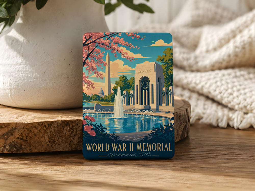World War II Memorial Fridge Magnet, National WWII Memorial Souvenir, Washington DC Monument Gift, Military History Keepsake