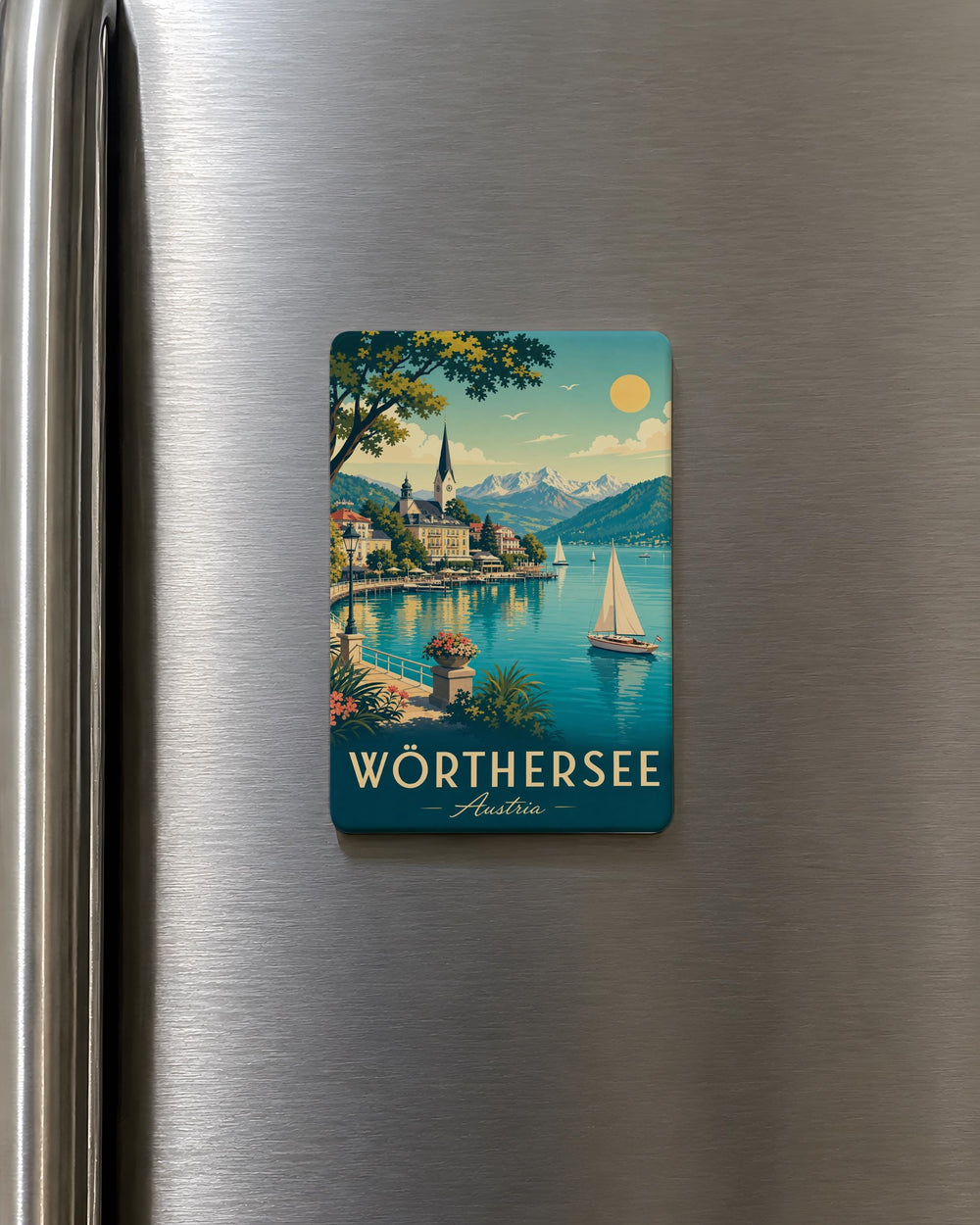 Worthersee Austria Fridge Magnet, Lake Worthersee Souvenir Magnet, Carinthia Travel Keepsake Magnet