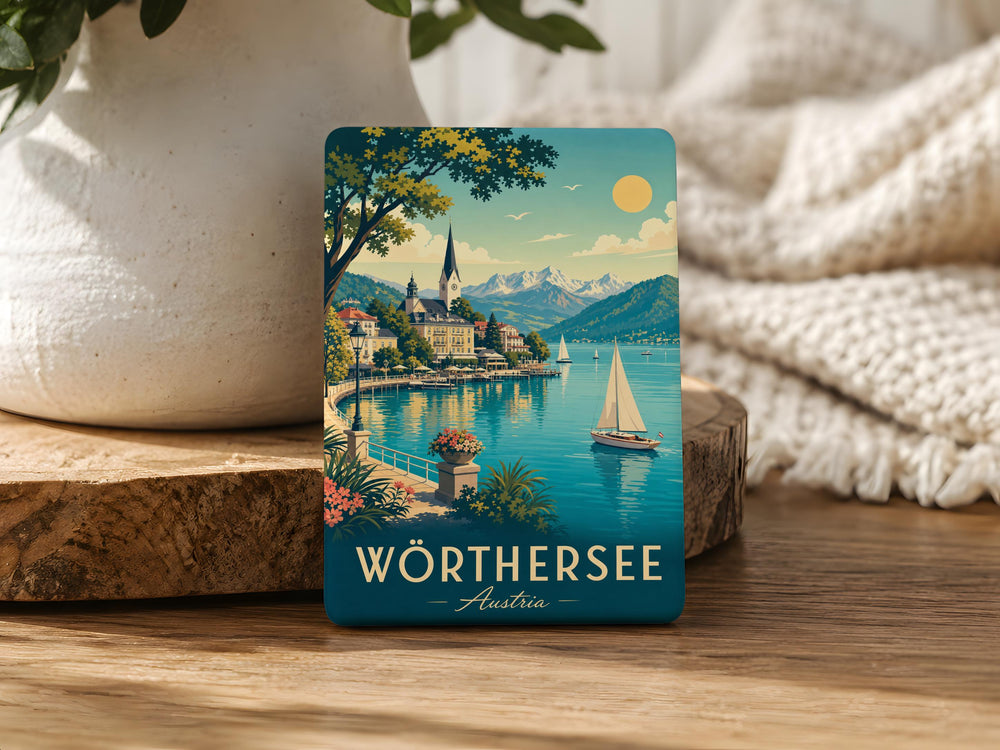 Worthersee Austria Fridge Magnet, Lake Worthersee Souvenir Magnet, Carinthia Travel Keepsake Magnet