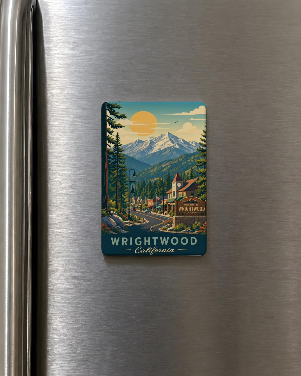 Wrightwood CA Fridge Magnet, Wrightwood California Souvenir Magnet, Mountain Town Travel Keepsake, San Gabriel Mountains Gift
