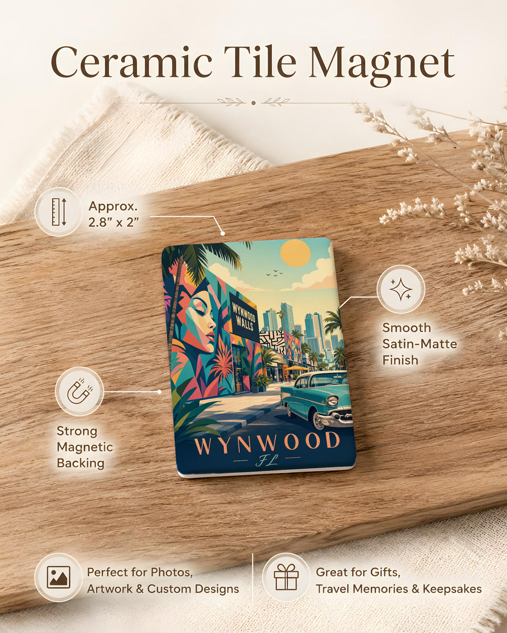 Wynwood Florida Fridge Magnet, Wynwood Miami Neighborhood Souvenir, Wynwood FL Travel Keepsake Magnet