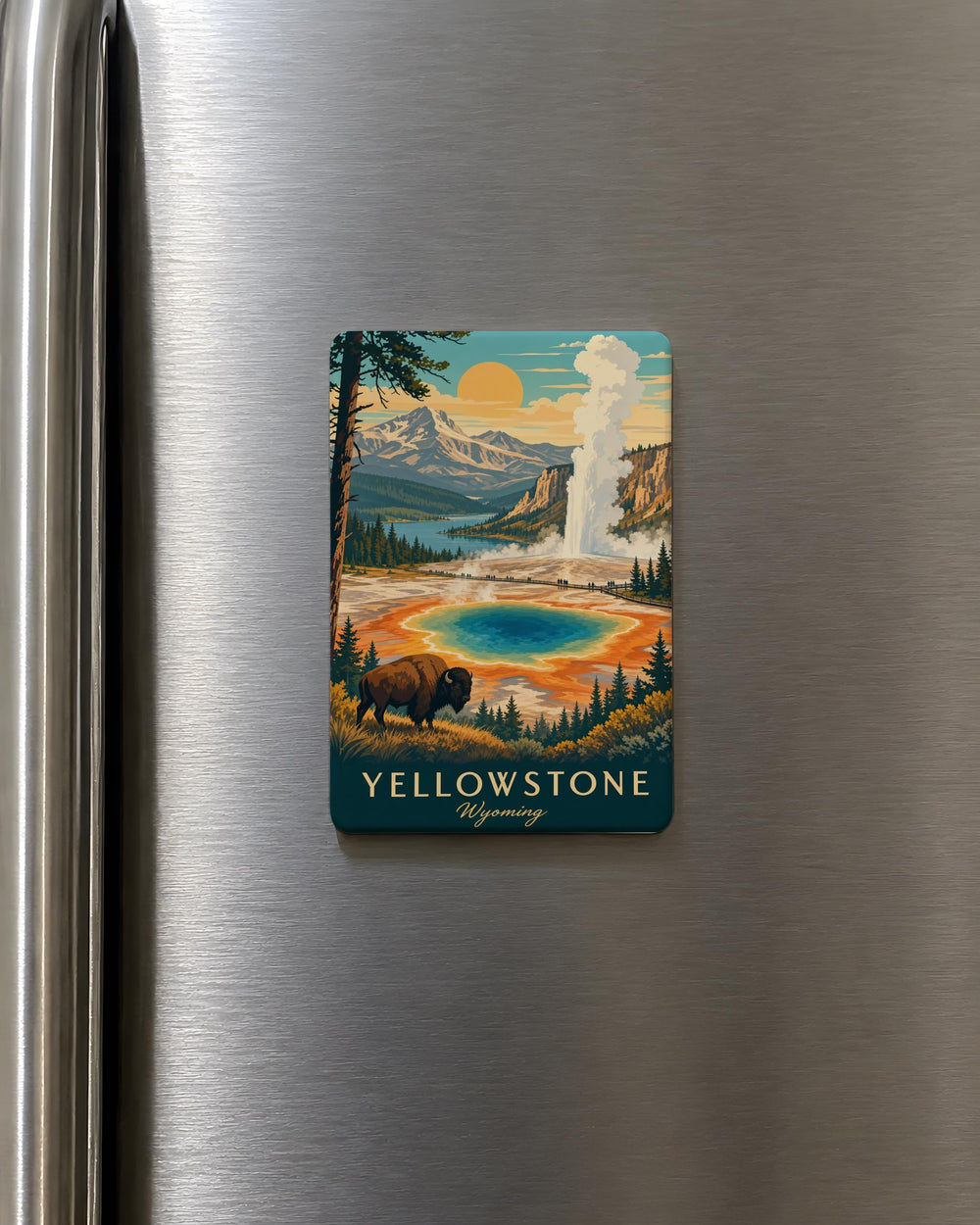Yellowstone Wyoming Fridge Magnet, Yellowstone National Park Souvenir Magnet, Wyoming Travel Gift, Park Landmark Keepsake Magnet