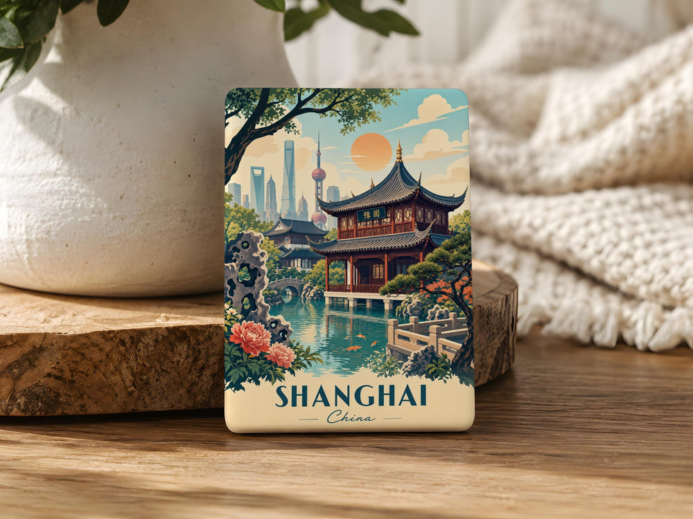 Yu Garden Fridge Magnet, Shanghai Classical Chinese Garden Pavilion Bridge Pond Scenery Souvenir Magnet