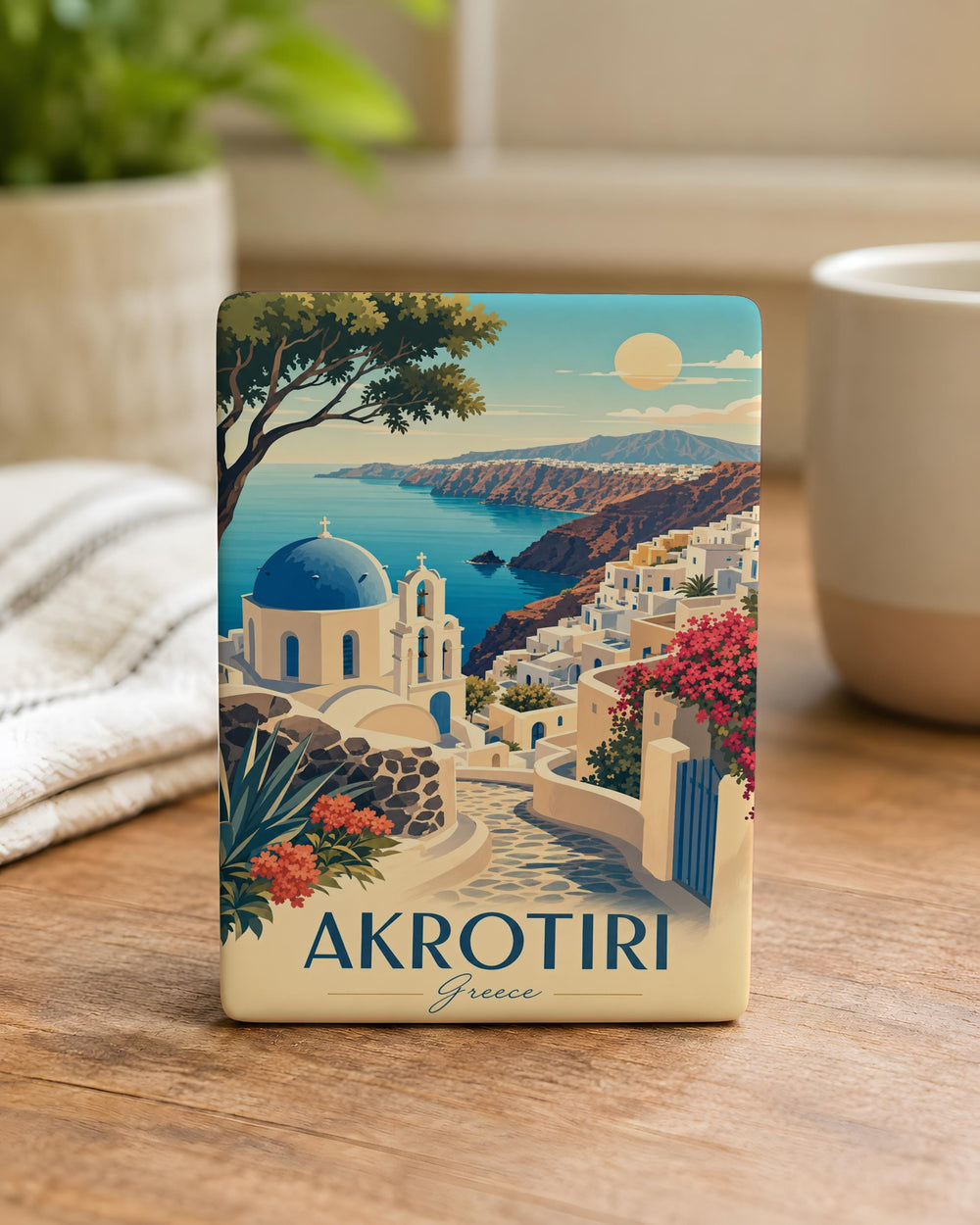 Akrotiri Fridge Magnet, Akrotiri Greece Souvenir Magnet, Santorini Travel Magnet, Greek Island Keepsake Magnet