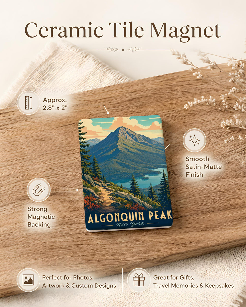 Algonquin Peak Fridge Magnet, Adirondack Mountains Souvenir, New York Hiking Landmark Magnet, Summit Keepsake Gift