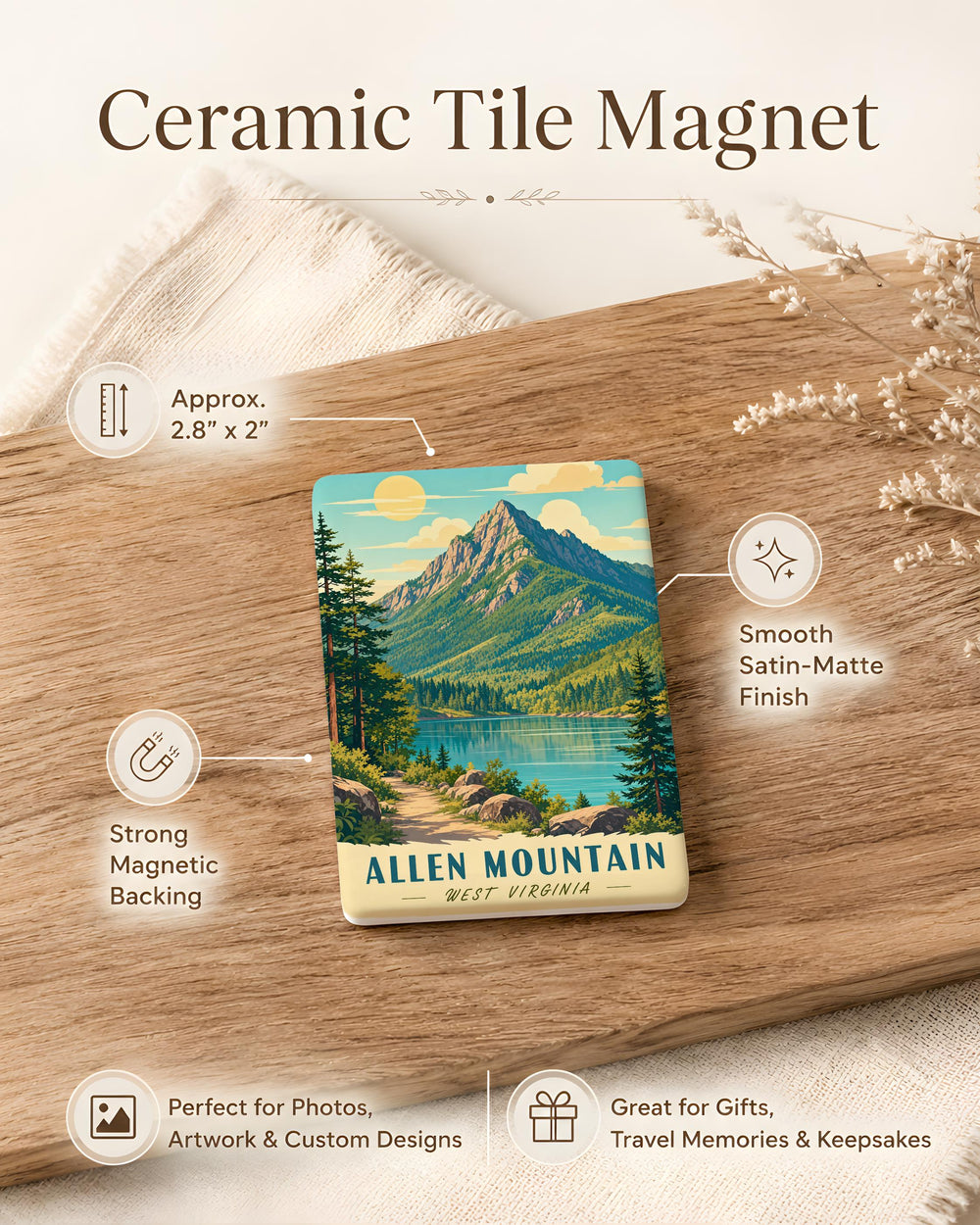 Allen Mountain Fridge Magnet, Mountain Peak Souvenir Magnet, Hiking Trail Keepsake, Outdoor Adventure Decor, Nature Travel Gift