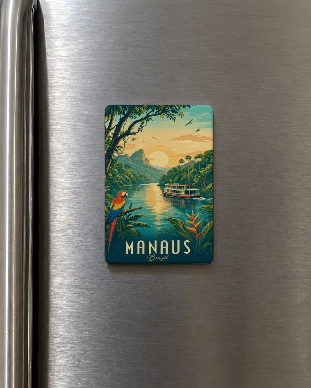 Amazon Region Fridge Magnet, Amazon Rainforest Map Magnet, South America Amazon Basin Souvenir Magnet, Travel Gift Magnet