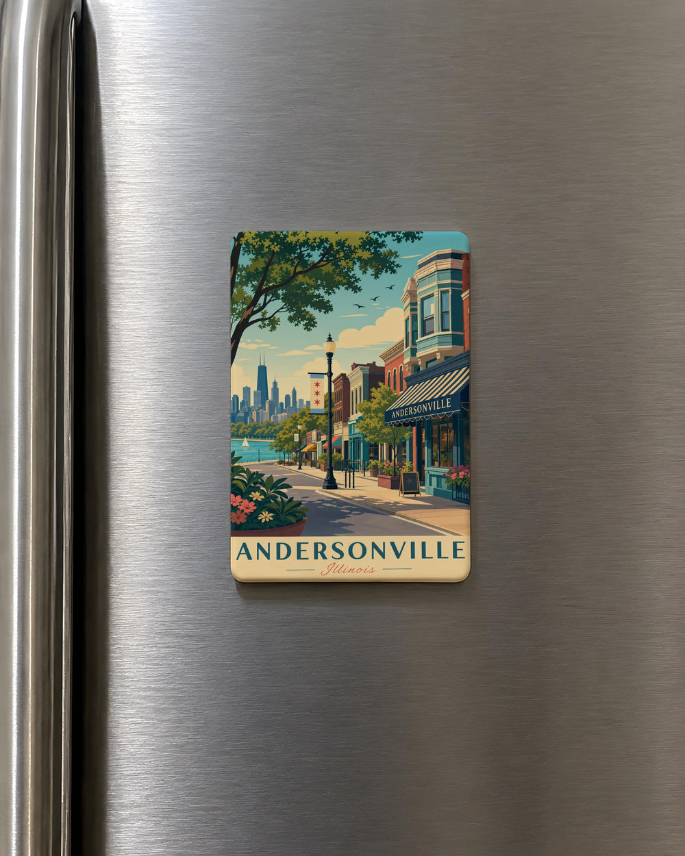 Andersonville Fridge Magnet, Andersonville Neighborhood Souvenir Magnet, Chicago Illinois Travel Keepsake Magnet