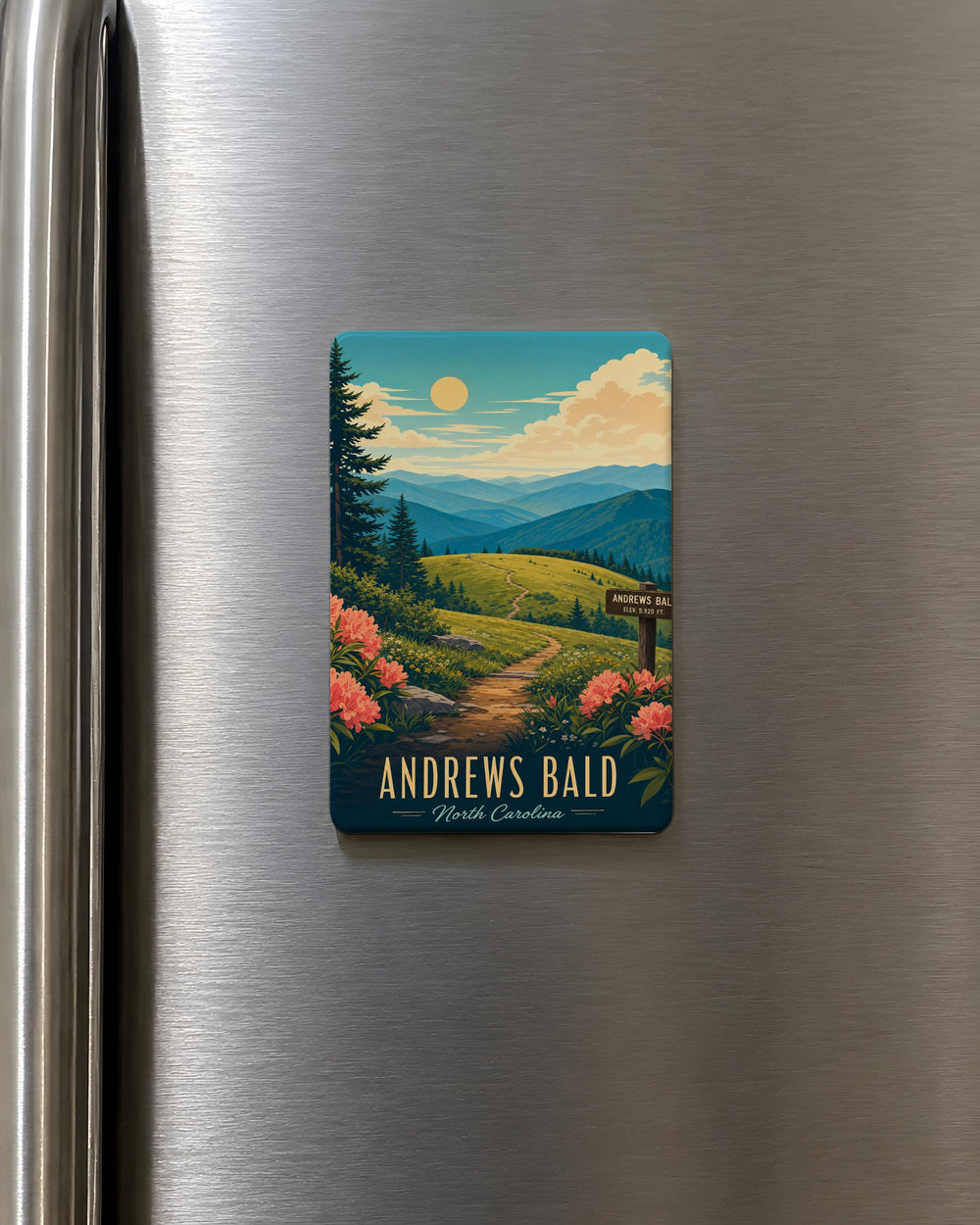 Andrews Bald Fridge Magnet, Great Smoky Mountains Hiking Trail Souvenir, Mountain Summit Nature Keepsake Gift