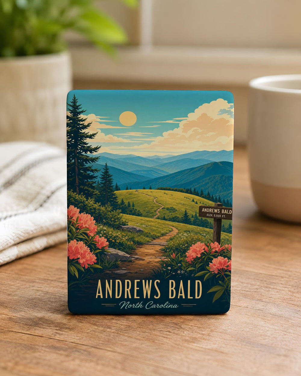 Andrews Bald Fridge Magnet, Great Smoky Mountains Hiking Trail Souvenir, Mountain Summit Nature Keepsake Gift