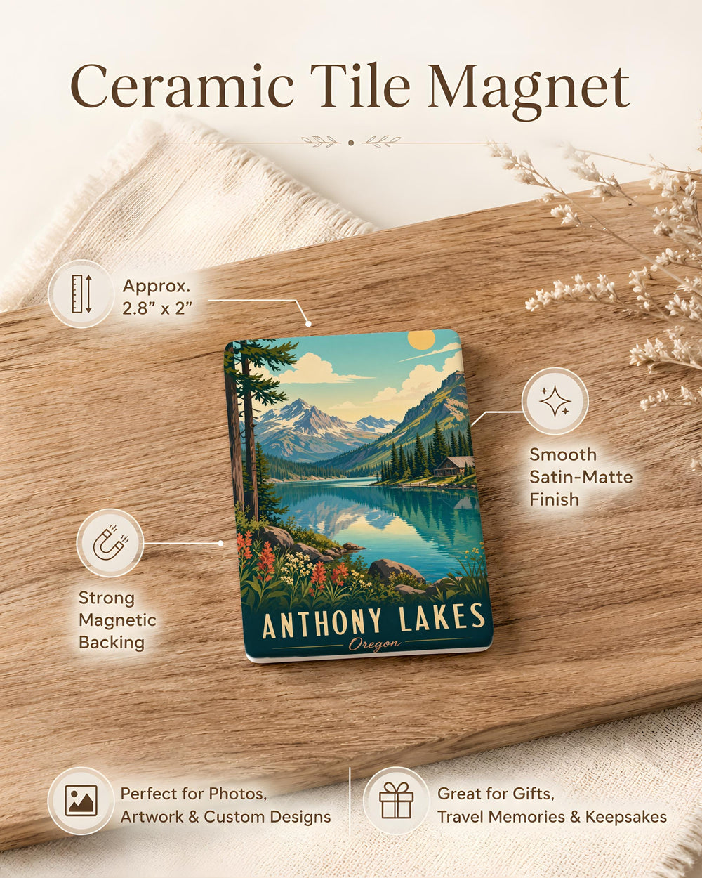 Anthony Lakes Fridge Magnet, Anthony Lakes Oregon Souvenir Magnet, Mountain Lake Travel Keepsake Magnet
