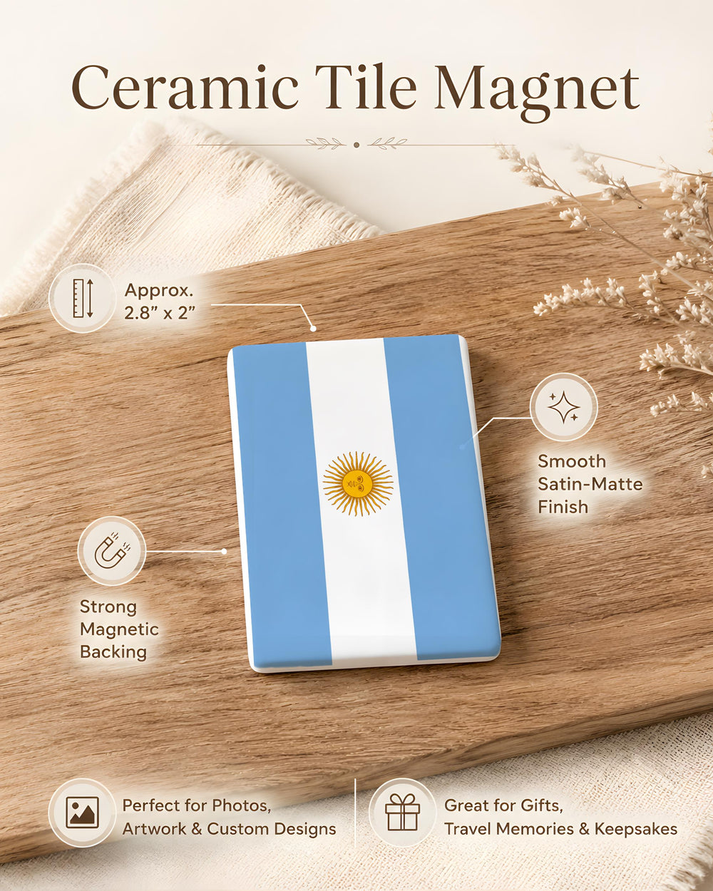 Argentina Flag Fridge Magnet, Argentina National Flag Magnet, Argentina Souvenir Magnet, Argentine Flag Kitchen Magnet, Travel Gift
