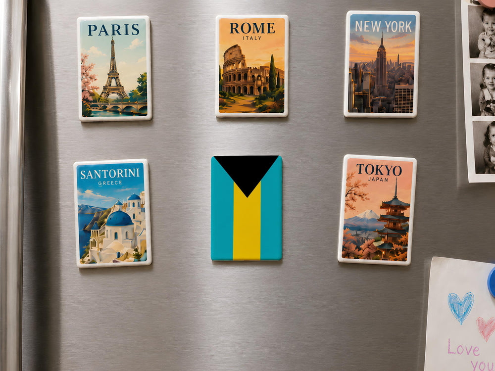 Bahamas Flag Fridge Magnet, Bahamas Souvenir Magnet, Caribbean Island Flag Kitchen Magnet, Bahamas Gift, Travel Keepsake Magnet