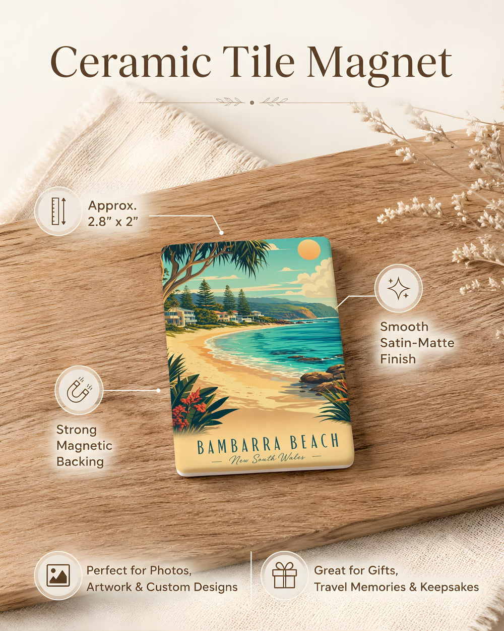 Bambarra Beach Fridge Magnet, Turks and Caicos Souvenir Magnet, Beach Lover Gift, Coastal Vacation Keepsake
