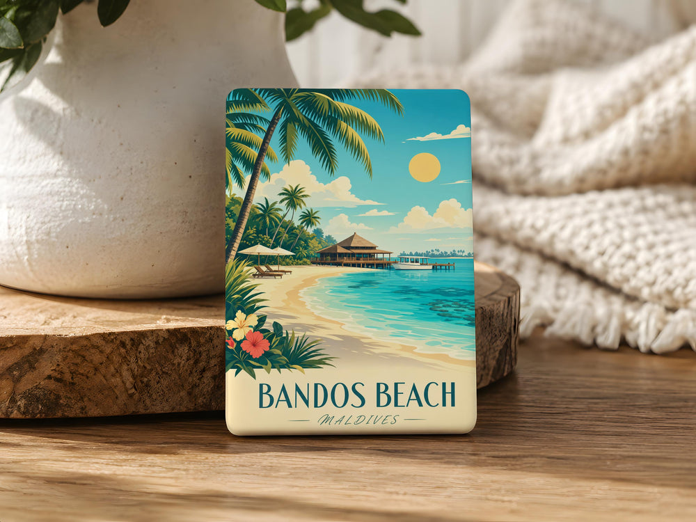 Bandos Beach Fridge Magnet, Maldives Island Beach Souvenir Magnet, Tropical Ocean Shore Travel Keepsake Gift