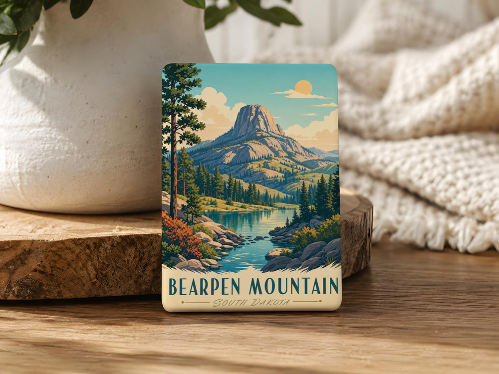 Bearpen Mountain Fridge Magnet, Mountain Landscape Souvenir Magnet, Outdoor Adventure Nature Gift, Hiking Cabin Decor Magnet