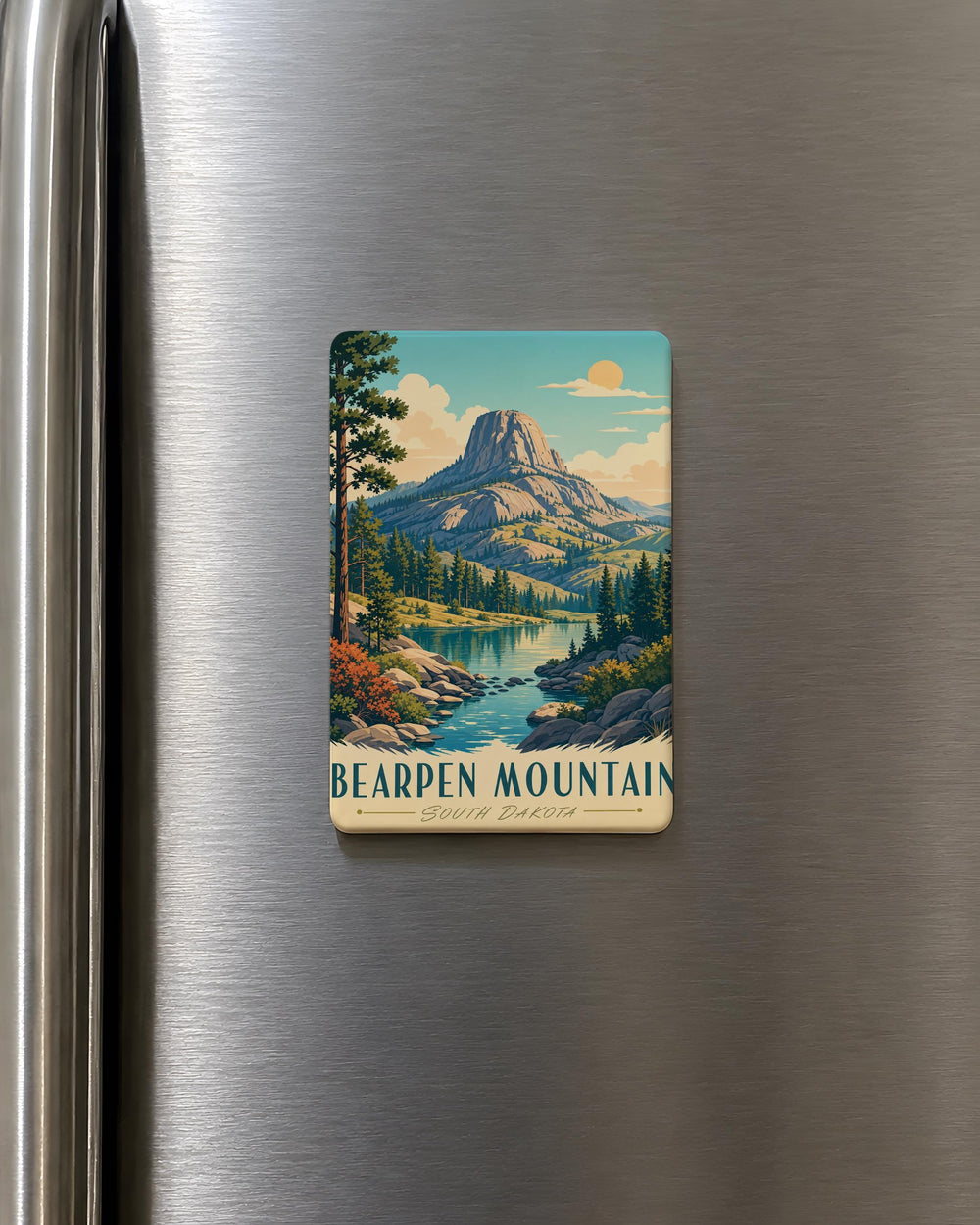 Bearpen Mountain Fridge Magnet, Mountain Landscape Souvenir Magnet, Outdoor Adventure Nature Gift, Hiking Cabin Decor Magnet