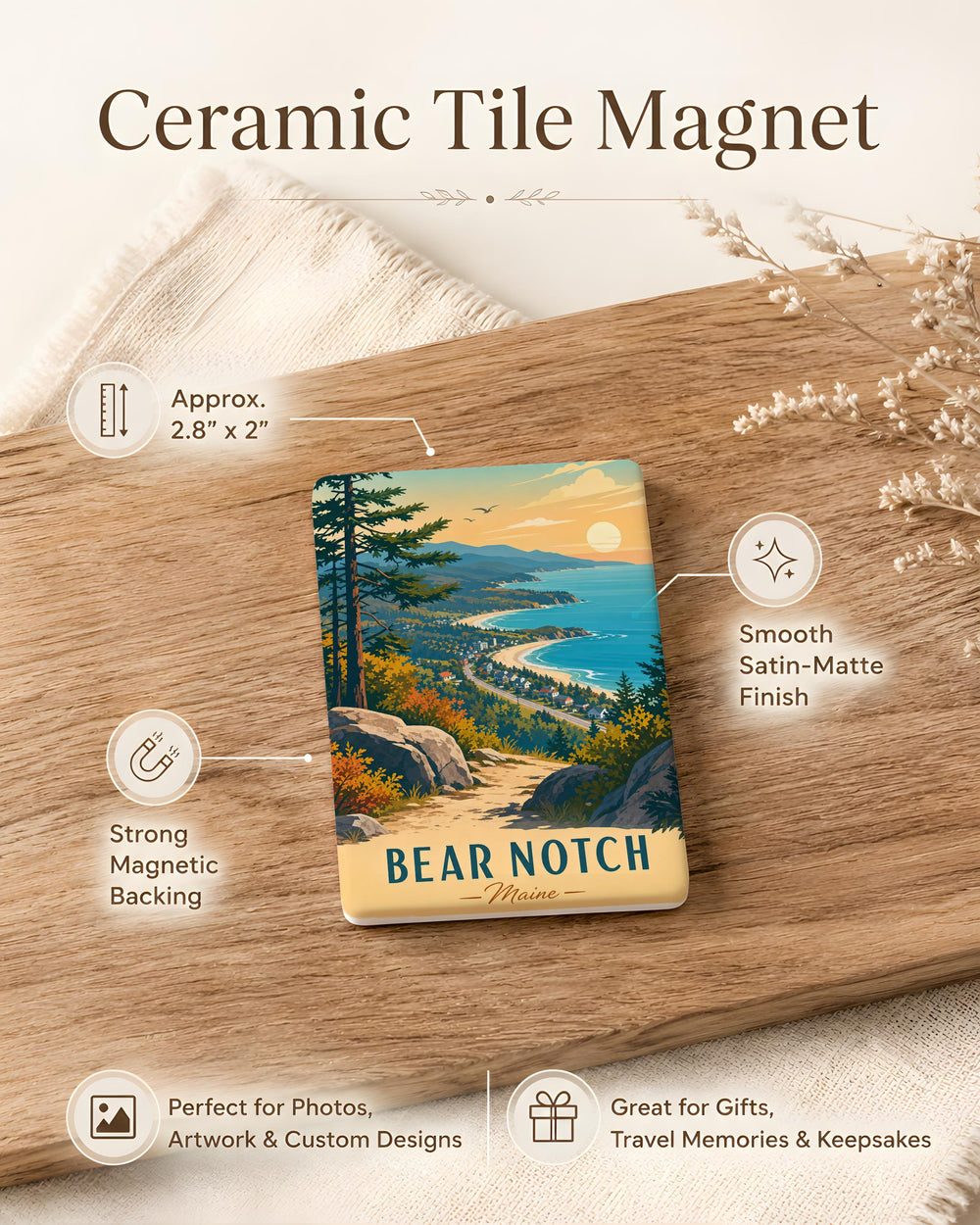 Bear Notch Road Fridge Magnet, New Hampshire White Mountains Scenic Mountain Drive Souvenir Magnet