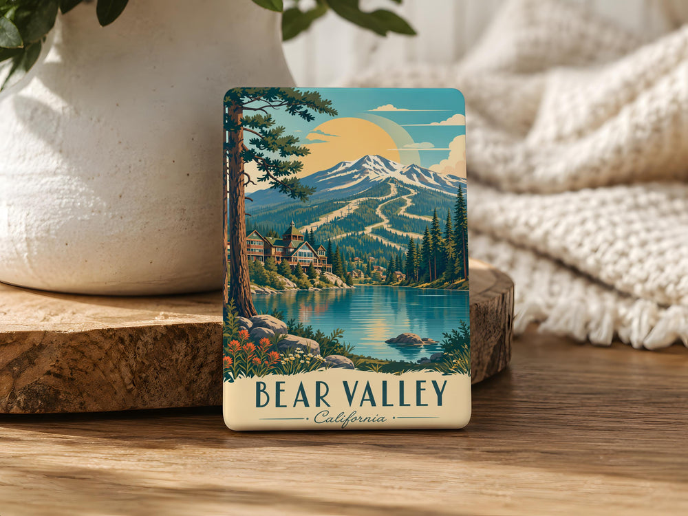 Bear Valley Fridge Magnet, Mountain Valley Bear Wildlife Souvenir Magnet, Nature Cabin Decor Magnet