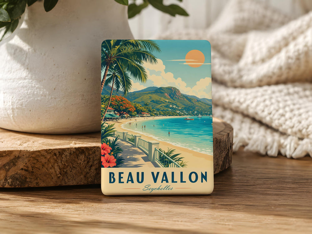 Beau Vallon Fridge Magnet, Beau Vallon Beach Souvenir Magnet, Seychelles Travel Magnet, Coastal Vacation Keepsake Magnet