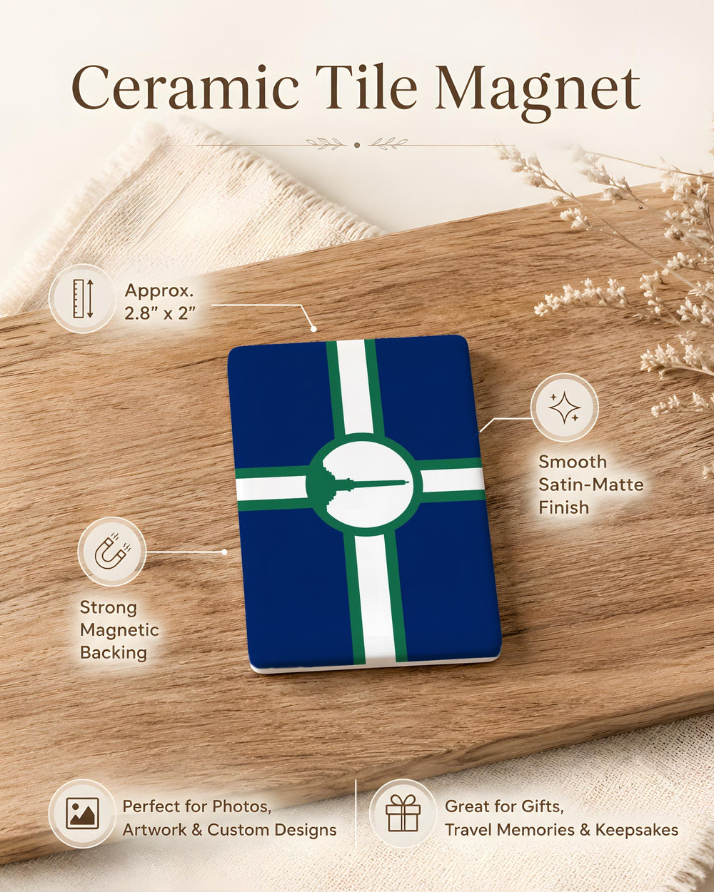 Bennington Flag Fridge Magnet, Vermont Flag Magnet, Historic Bennington Banner Souvenir Magnet, New England Travel Keepsake Magnet