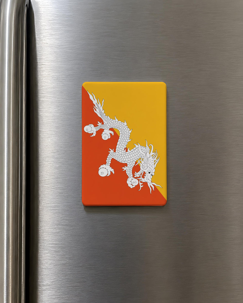 Bhutan Flag Fridge Magnet, Bhutan National Flag Souvenir Magnet, Bhutan Dragon Flag Refrigerator Magnet, Travel Gift