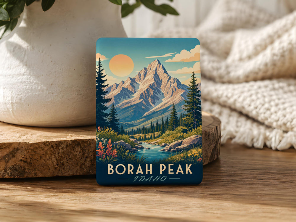 Borah Peak Idaho Fridge Magnet, Borah Peak Mountain Souvenir Magnet, Idaho Landmark Travel Keepsake Magnet