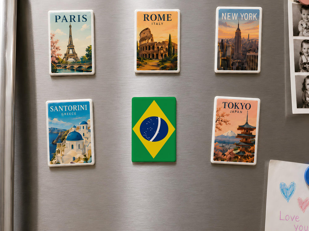 Brazil Flag Fridge Magnet, Brazil Souvenir Magnet, Brazilian Flag Kitchen Decor, South America Travel Gift, Flag Magnet