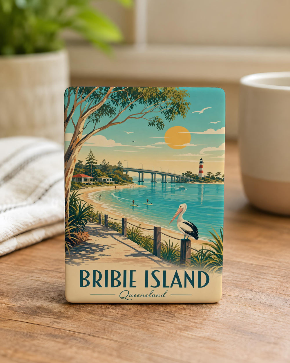 Bribie Island Fridge Magnet, Queensland Australia Souvenir, Beach Island Travel Gift, Coastal Landmark Keepsake Magnet