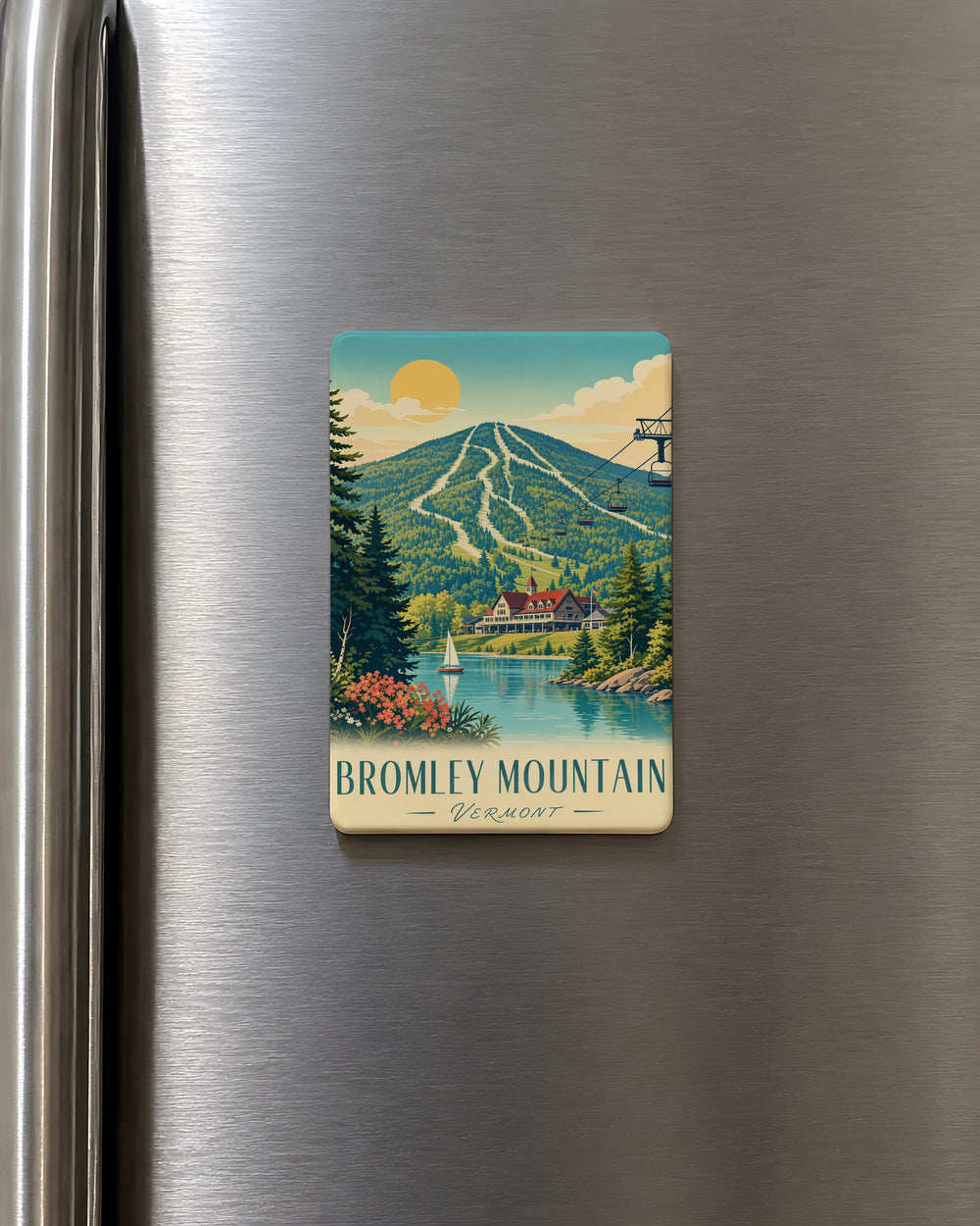 Bromley Mountain Fridge Magnet, Vermont Ski Resort Souvenir, Mountain Landscape Keepsake, Bromley VT Gift