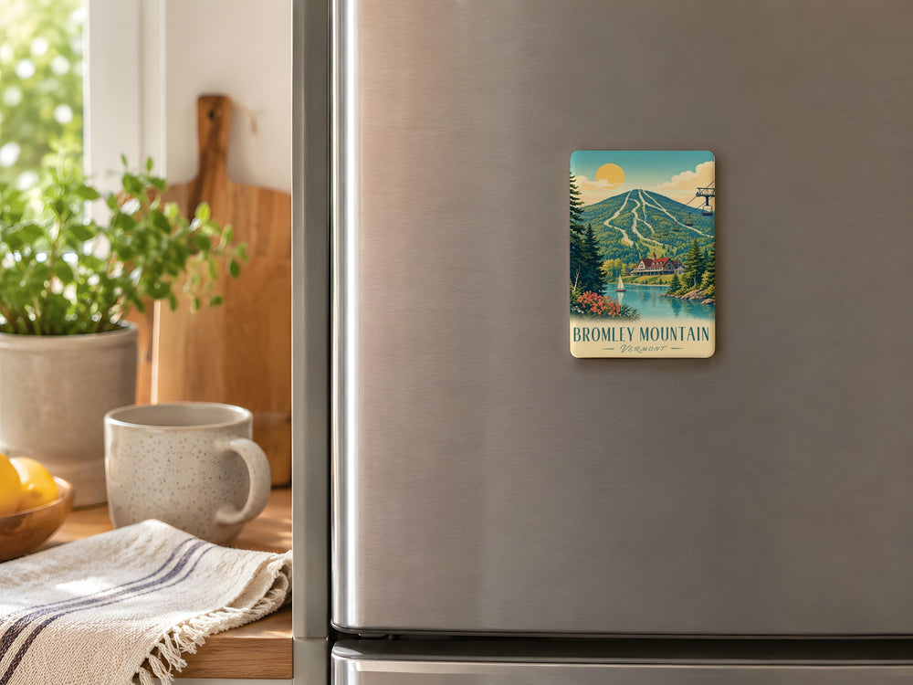 Bromley Mountain Fridge Magnet, Vermont Ski Resort Souvenir, Mountain Landscape Keepsake, Bromley VT Gift