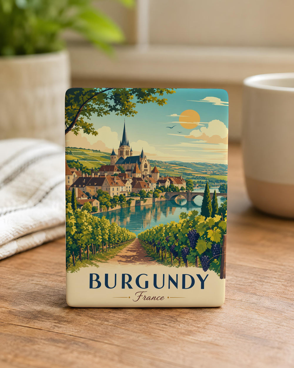 Burgundy France Fridge Magnet, Burgundy Region Souvenir, French Wine Country Travel Gift, Dijon Beaune Burgundy Keepsake Magnet