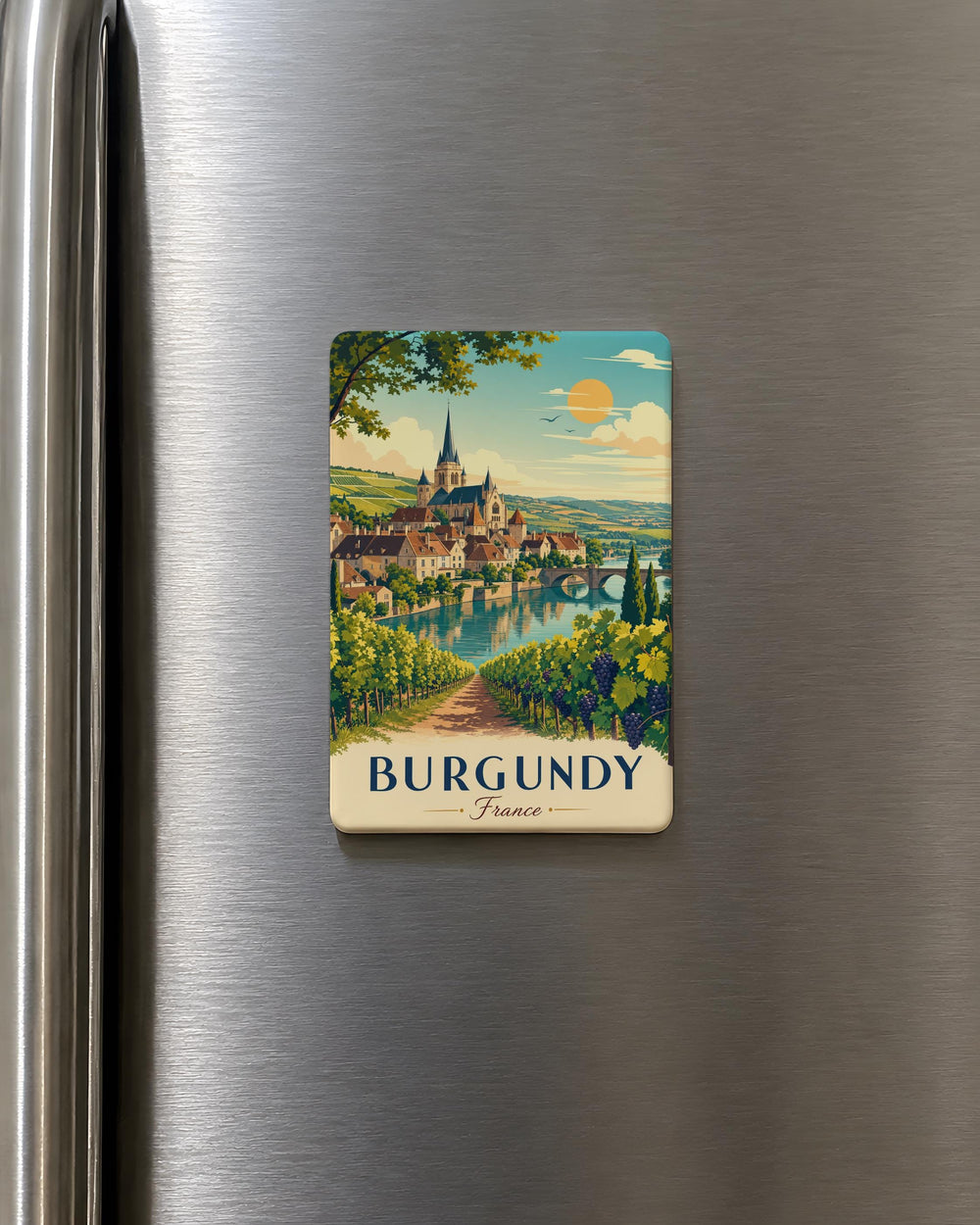 Burgundy France Fridge Magnet, Burgundy Region Souvenir, French Wine Country Travel Gift, Dijon Beaune Burgundy Keepsake Magnet