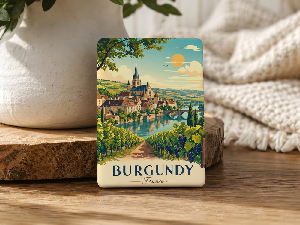 Burgundy France Fridge Magnet, Burgundy Region Souvenir, French Wine Country Travel Gift, Dijon Beaune Burgundy Keepsake Magnet