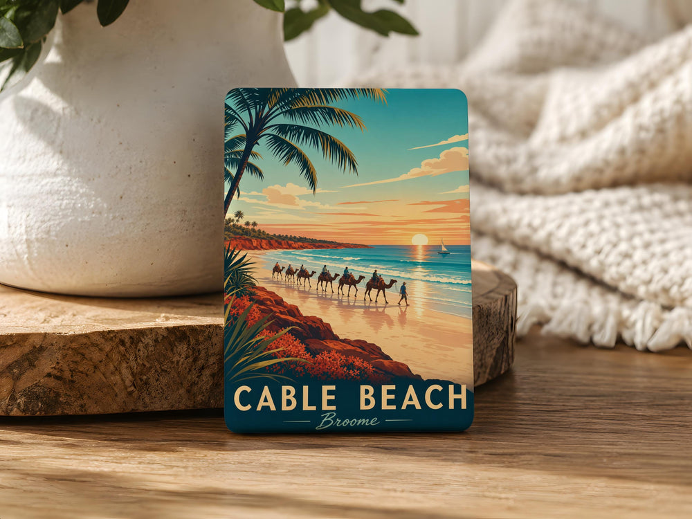 Cable Beach Broome Fridge Magnet, Western Australia Beach Souvenir Magnet, Broome Travel Gift, Coastal Landmark Keepsake