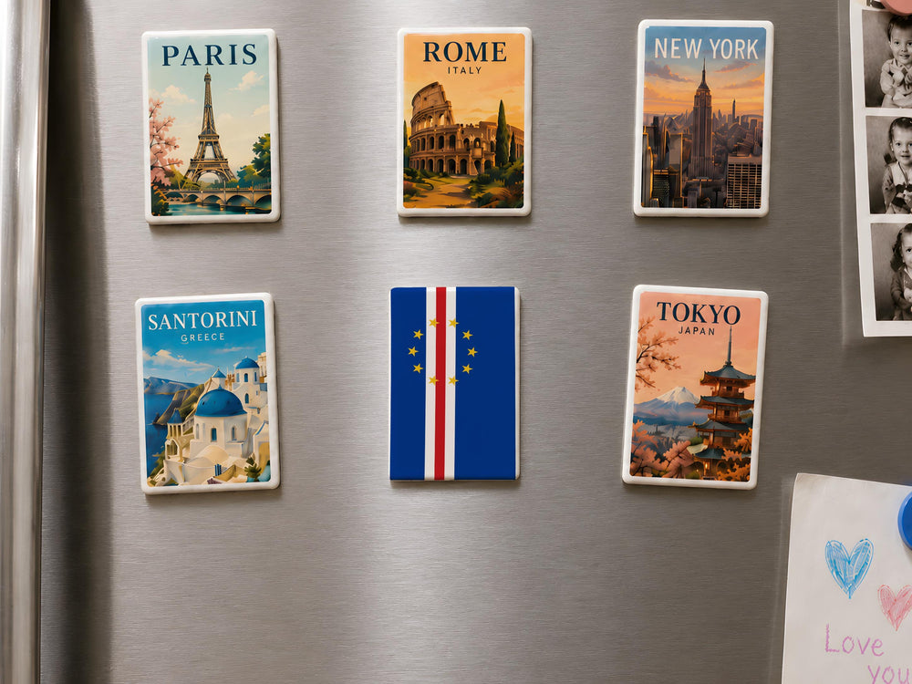 Cabo Verde Flag Fridge Magnet, Cape Verde Islands Flag Magnet, Cabo Verde Souvenir Magnet, Travel Gift Magnet