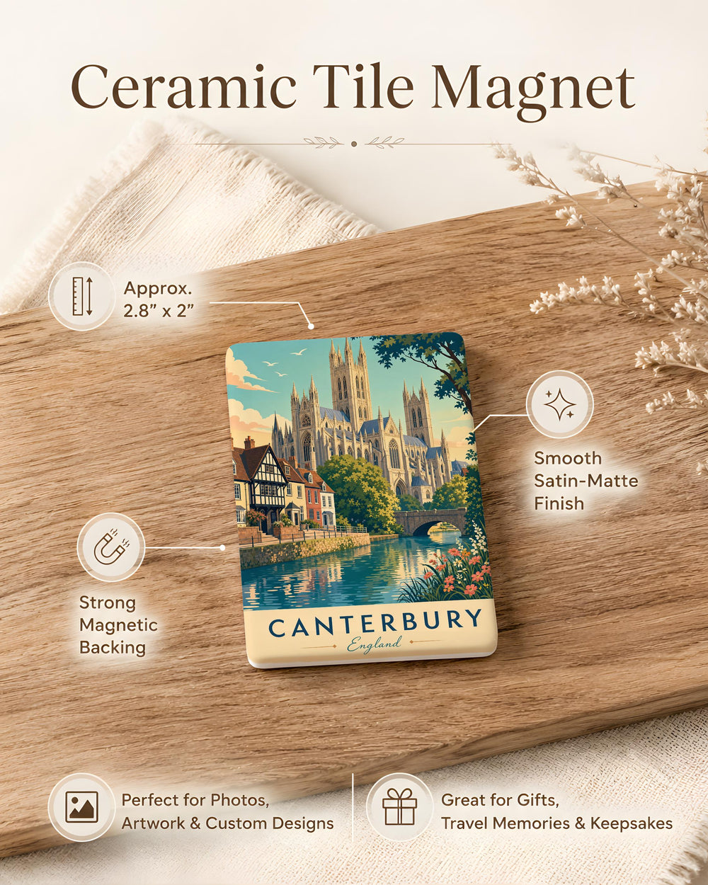Canterbury Cathedral Fridge Magnet, England Landmark Souvenir Magnet, Historic Cathedral Travel Gift