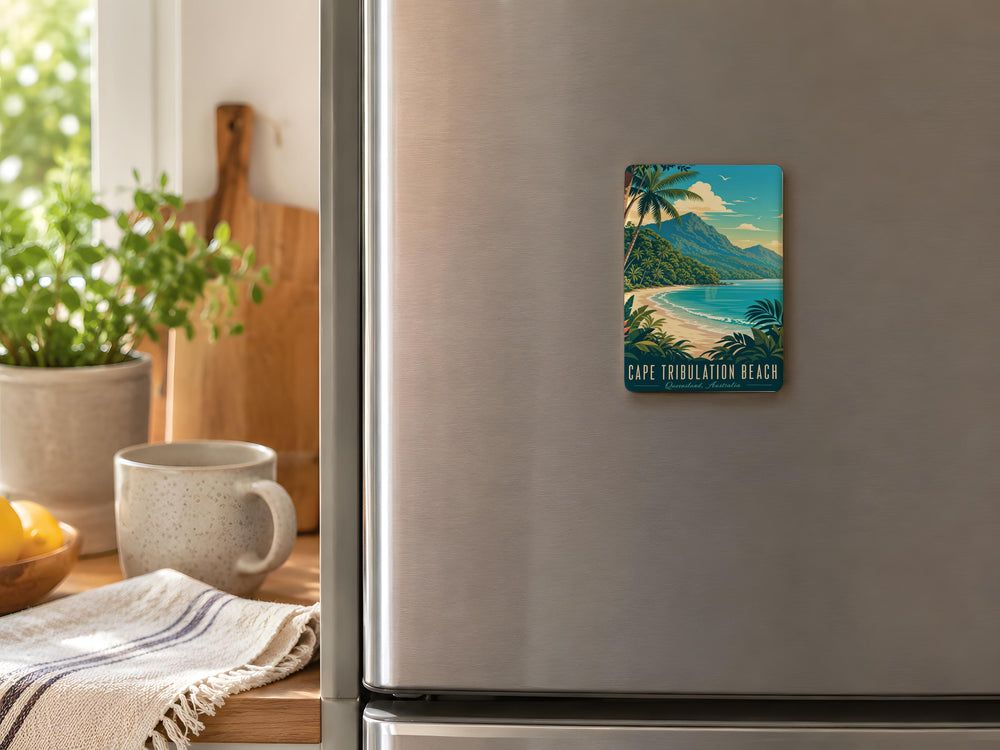 Cape Tribulation Beach Fridge Magnet, Tropical Coastline Souvenir Magnet, Queensland Australia Beach Travel Keepsake Magnet
