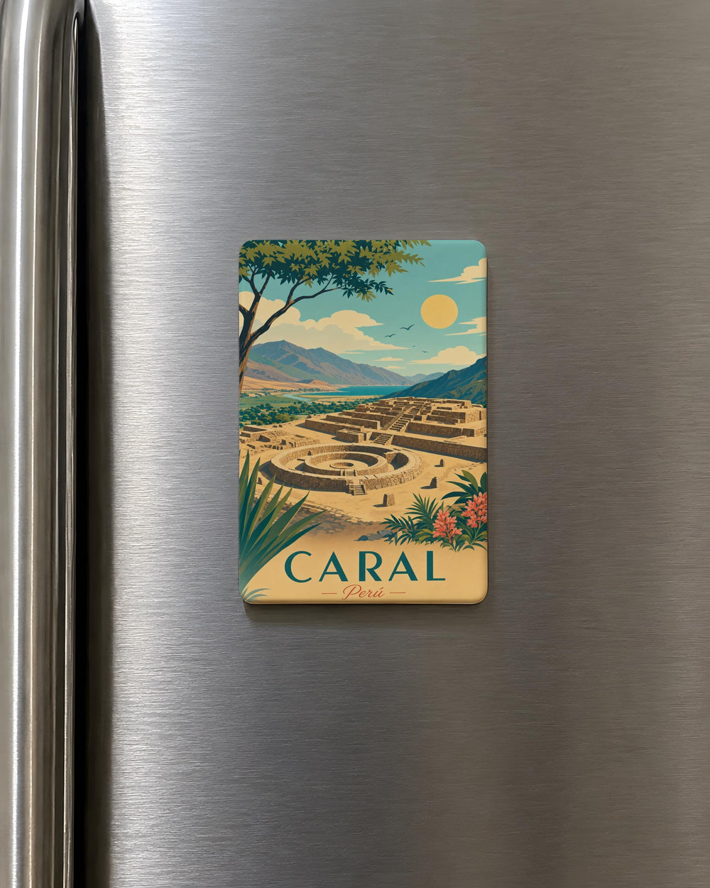 Caral Magnet Fridge Magnet, Ancient Peru Sacred City Ruins Souvenir, Archaeology History Travel Gift