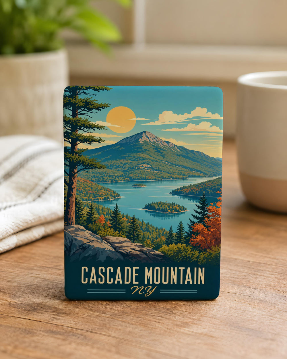 Cascade Mountain NY Fridge Magnet, Adirondack Mountains Souvenir, New York Hiking Trail Keepsake, Lake Placid Gift
