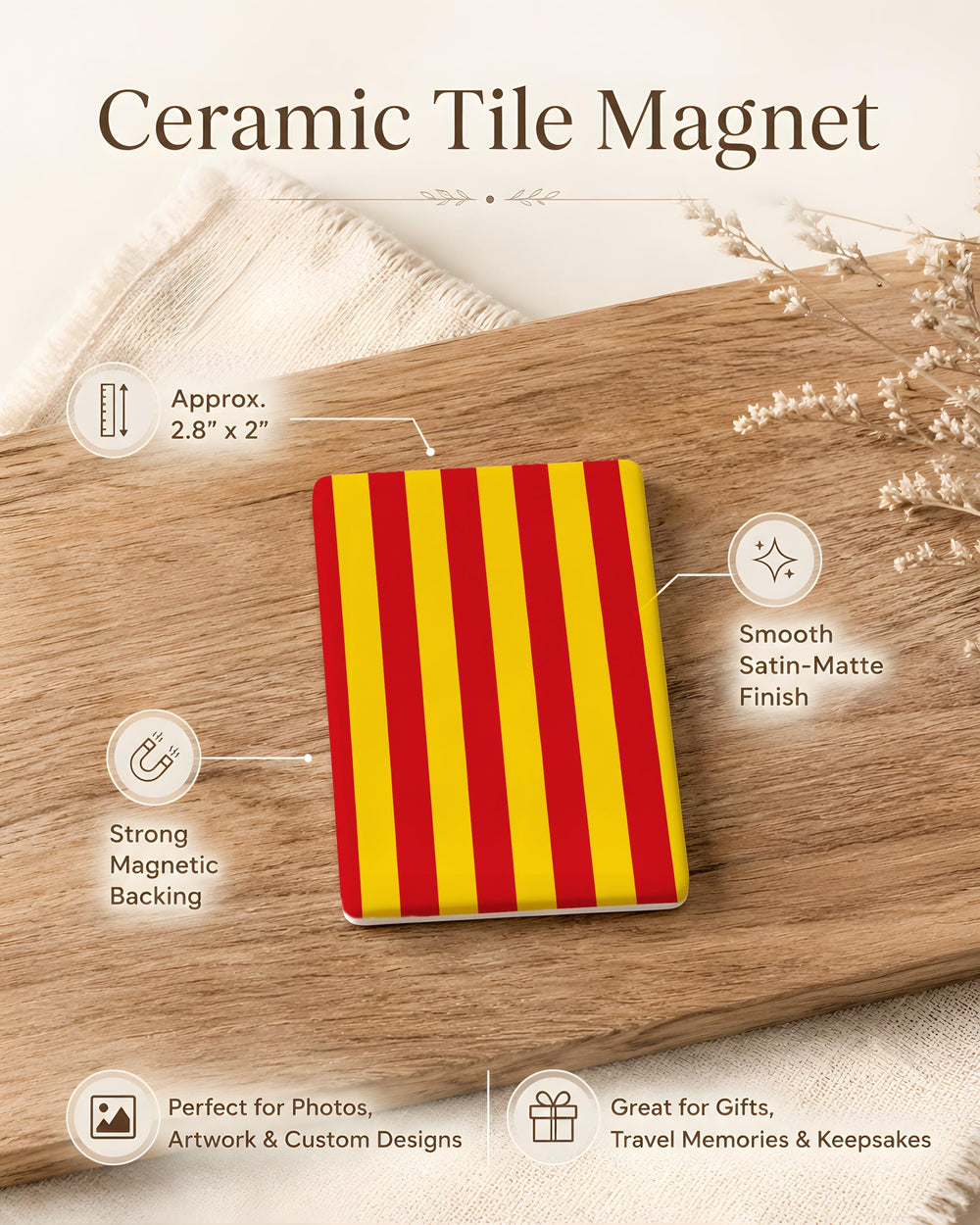 Catalonia Flag Fridge Magnet, Catalan Senyera Souvenir Magnet, Catalonia Spain Travel Keepsake Magnet