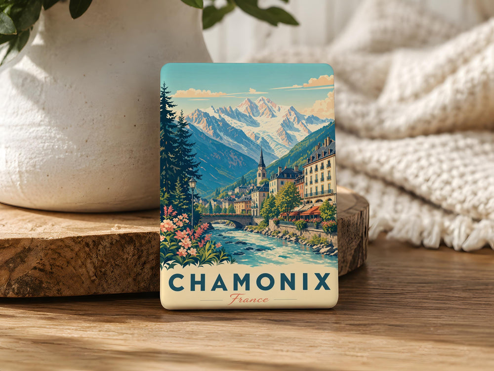 Chamonix France Fridge Magnet, Mont Blanc Alpine Mountain Town Souvenir Magnet, Chamonix Travel Keepsake Magnet