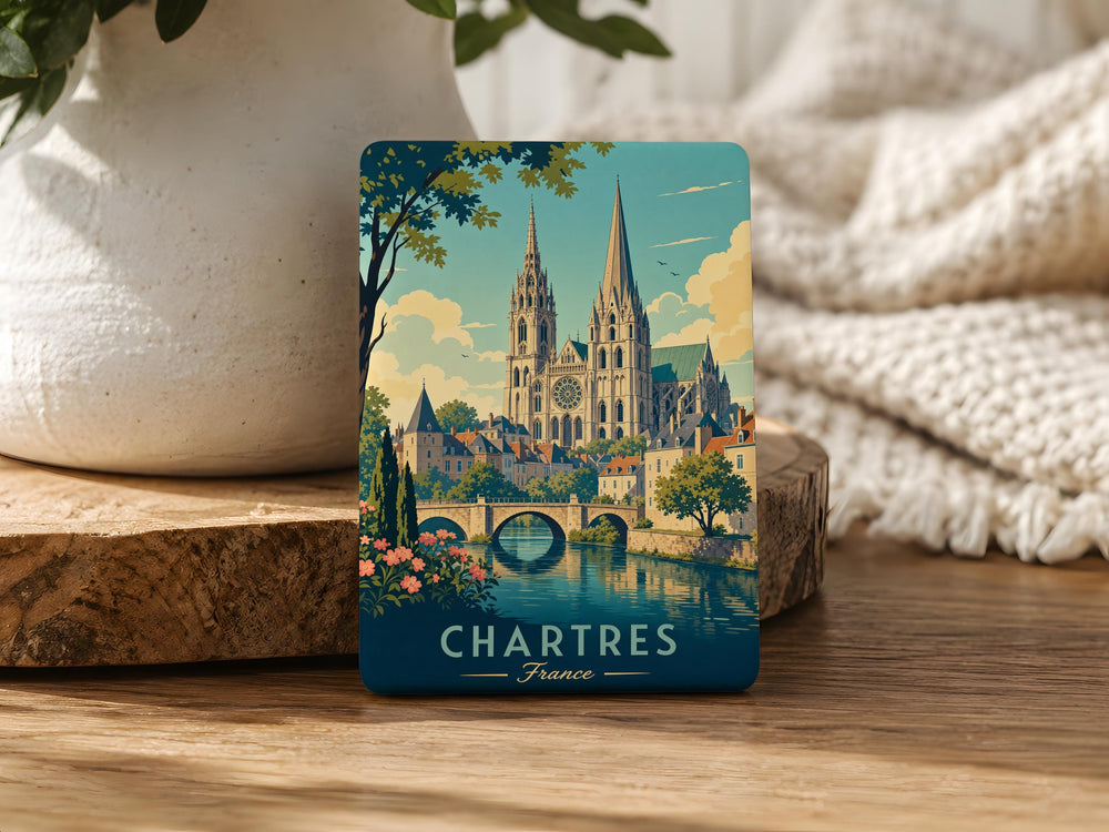 Chartres Cathedral Fridge Magnet, Chartres France Landmark Souvenir Magnet, Gothic Cathedral Architecture Magnet