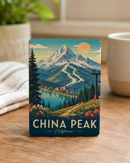 China Peak Fridge Magnet, Mountain Ski Resort Souvenir, California Snowy Peak Travel Keepsake Magnet