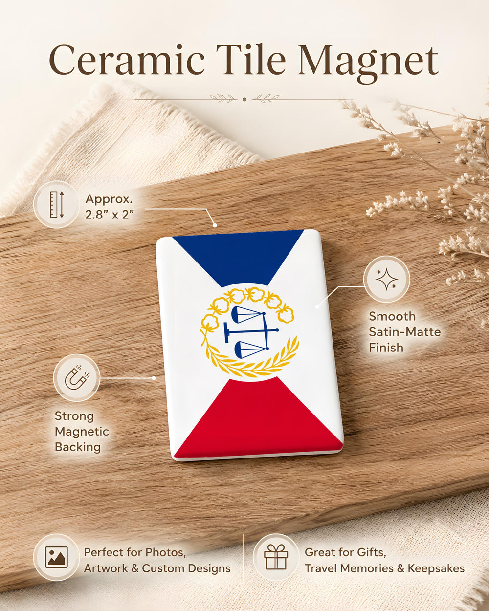 Cincinnati Flag Fridge Magnet, Ohio City Flag Souvenir Magnet, Cincinnati Ohio Gift, Queen City Travel Keepsake Magnet
